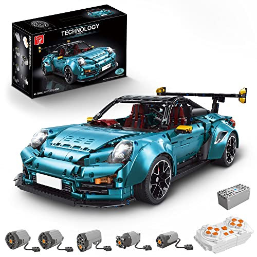 Technik Sportwagen Auto Bausatz, TGL-T5026, 3389 Teile mit 5 Motoren Groß Ferngesteuert Technik Auto Klemmbausteine (Originalverpackung) (Blue)