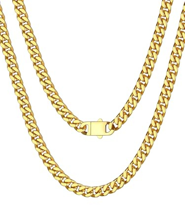 Bestyle Halskette Herren Kette Miami Panzerkette aus Edelstahlkette Kubanische Schmuck Männer Hip Hop Länge 45/50/55/60/65/71/76cm Breite 5/7/9/12mm
