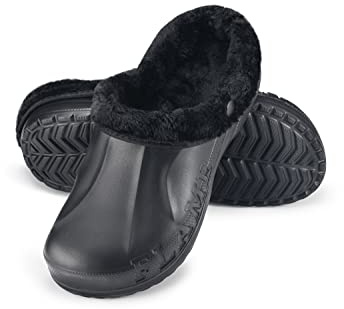 ESTRO Gummi Clogs Gefüttert Damen - Garten Clogs Herren Gartenschuhe Gefüttert Herren Gartenclogs Damen A12 (44, Schwarz)