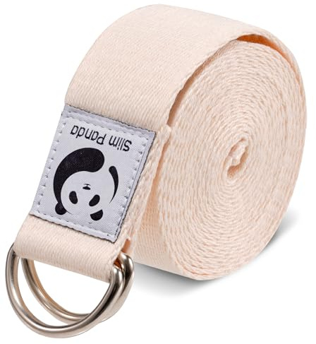 Slim Panda Cinturón de Yoga de Algodón, Práctica Correa Con Bucles Metálicos para Yoga, Estiramiento, Fitness, Pilates y Gimnasia (250cm)