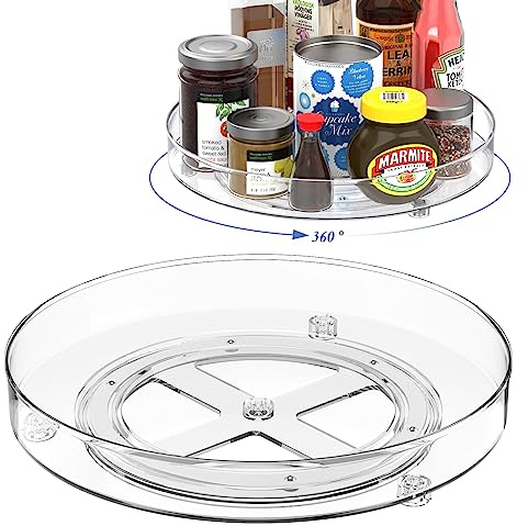 Okiuen 2 Piezas Lazy Susan especiero Giratorio 27cm+23.5cm, Bandeja giratoria Mueble Cocina, Plato Giratorio Organizador Cocina, Organizador Especias Giratorio para mermeladas de Yogur con Especias