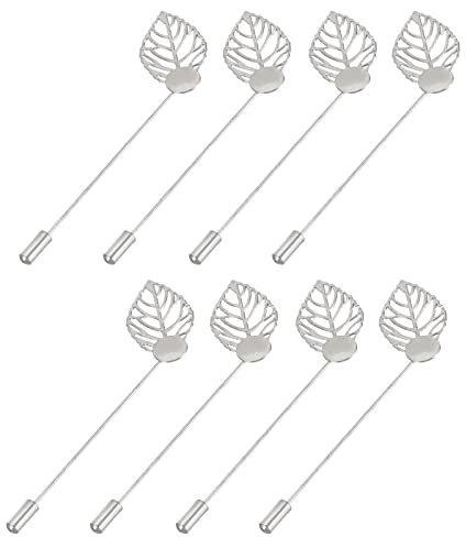 sourcing map 20Stk Blatt Broschennadeln 85mm Metall Ablage Stick Reversnadel Lang Nadel Klammern für Frauen Männer Ausweis Schal Hut Weiß
