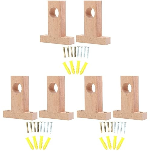Garneck 6 STK Römische Stangenhalterung Halterung Für Gardinenstange Aus Holz Gardinenstangenhalter Ohne Bohren Kleiderstangenhalter Aus Holz Endhalter Aus Holz Römischer Pol Duschvorhang