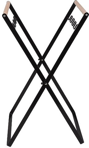 Support de Sac Poubelle Portable avec Poignées en Bois pour le Camping, le Jardinage, la Lessive, Support de Sac Poubelle Pliable (Noir)