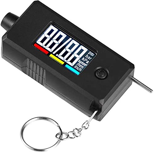 UNbit Medidor Digital de presión de neumáticos Medidor de Profundidad de la Banda de Rodadura de neumáticos Comprobador preciso 2 en 1 con Pantalla LCD retroiluminada Grande y Llavero