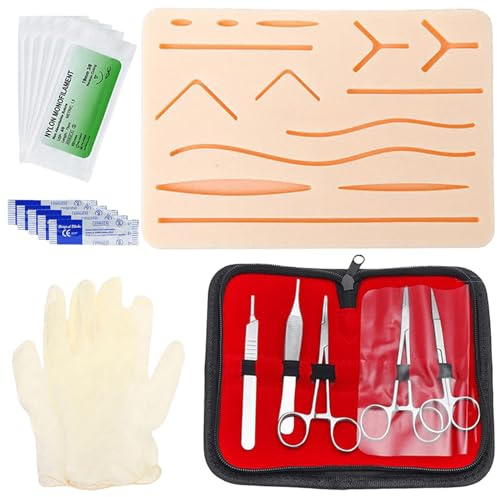 Chirurgisches Nahtset: Suture Practice Kit, Nahtmaterial Chirurgie, Wundnaht Übungsset, Silikon-Nähkissen mit Werkzeugsatz, Wundnaht-Übungsset, Nahtübungsset Chirurgisches(nur für Bildungszwecke)