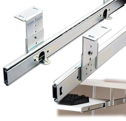 Under Desk Keyboard Tray Sliding Shelf Slides, Under Desk Drawer Runners Slides with Install Screws, 2 Pcs All Metal Ball Bearing Slides, 60kg Load, Extension Slides for Piano