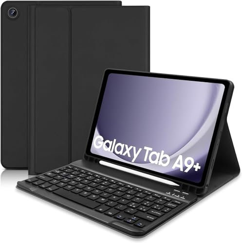 Tastiera Custodia per Samsung Galaxy Tab A9+ 2023 11 Pollici (SM-X210/X216/X218), Italiano QWERTY Rimovibile Bluetooth Tastiera, Custodia con Supporto Pencil per Samsung Galaxy Tab A9 plus-Nero