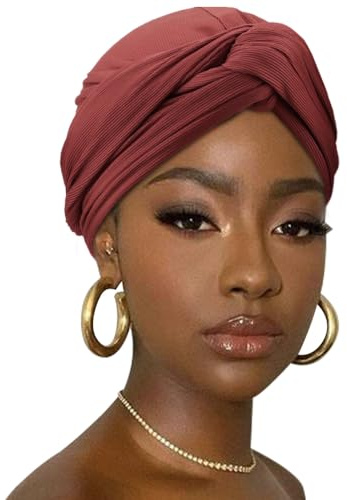 DRESHOW Haar Wrap für Damen Gerippte Weich Turban Stretch Jersey Kopftuch Atmungsaktiv Leichtgewicht Turban Einfarbig
