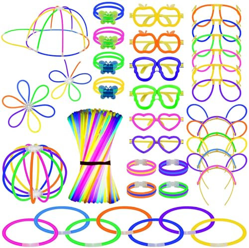 Starlight Braccialetti Luminosi Fluorescenti 330 Pezzi Fluo Party Bracciali Glow Stick Glowstick per Feste Gadget Lumini Bastoncini Occhiali Fluorescente Accessori Matrimonio Compleanno Bags Adulti