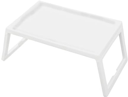 JUDEMII 4 Stück Betttablet mit Klappbare Beine Betttisch weiß Kunststoff Frühstückstablett für Betttablett Mühelose Reinigung Beinen Betttablett mit steckplatz für Handy Tablet Notebook 54,5x3x27 cm