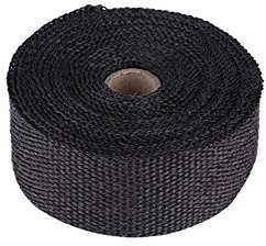 Hitzeschutzband Auspuff,Hitzebeständiges Klebeband 5M Roll Fiberglas Hitzeschild Auto Motorrad Auspuffkrümmer Wärmedämmung Glasfaser Thermische Wickelband Blacks 4 Krawatten Kit(5mx2.5cm Black 4ties)