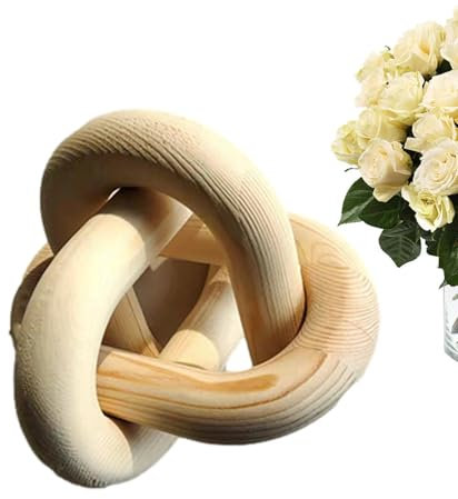 WJnflQN Catena decorativa in legno – nodo decorativo a 3 maglie, decorazioni per casa colonica per soggiorno con nodo decorativo