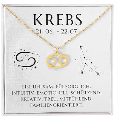 BYLITZ Sternzeichen Kette mit Geschenkbox und Karte Zodiak Halskette mit Anhänger für Frauen Tochter Damen Nichte Enkelin Freundin Mädchen