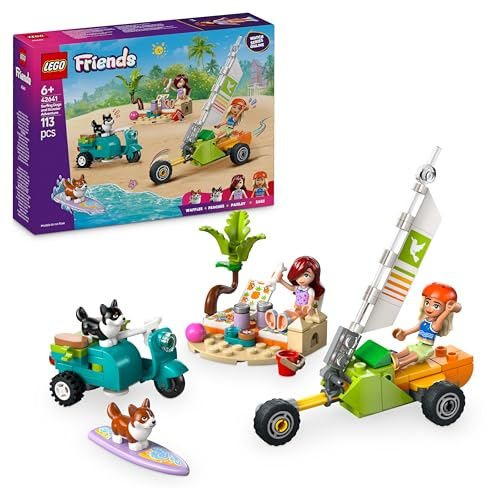 LEGO Friends Surfing Dogs and Adventure Set, Building Toy for 6 Plus Year Old Girls, with 2 Mini Doll Characters and 2 Pet Corgi Animal Figures, Kids’ Creative Playset 42641