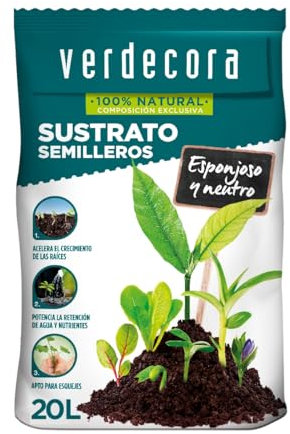 Verdecora Sustrato para Semilleros 20 litros | Ideal para Germinación y Crecimiento de Plántulas | Compuesto Ligero y Rico en Nutrientes