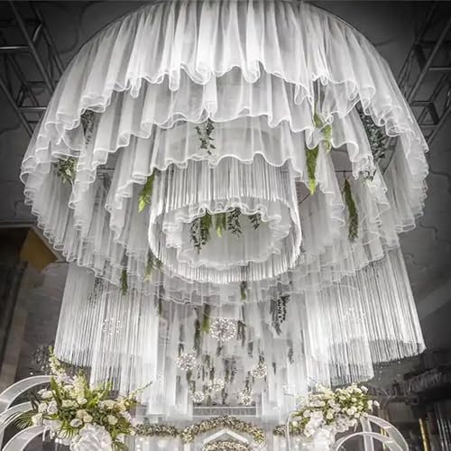 Highdi Bianco Tende da Soffitto per Matrimoni, Tessuto per Drappeggio per Arco Nuziale in Chiffon Tulle Matrimonio Soffitto per Tende per Cerimonie Feste Decorazioni (150x300cm,Bianco)