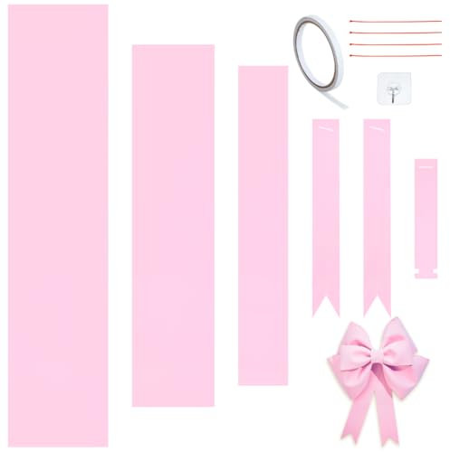 OLYCRAFT Fiocco Rosa Decorativo da 99.5x23cm Fiocco per Esterni per Puntale Albero di Natale Set di Materiali Fai da Te per Realizzare Fiocchi per Porte e Finestre Kit per Realizzare Grandi Fiocchi