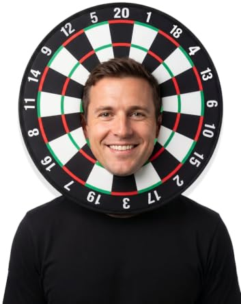 HENBRANDT Dartscheiben-Hut für Erwachsene, 43 cm, Bullseye-Thema, Sport-Fan, Dartscheibe, Halloween-Kostüm, Cosplay, Junggesellenabschied, Kopfbedeckung, Uni, Kostümzubehör für Männer und Frauen