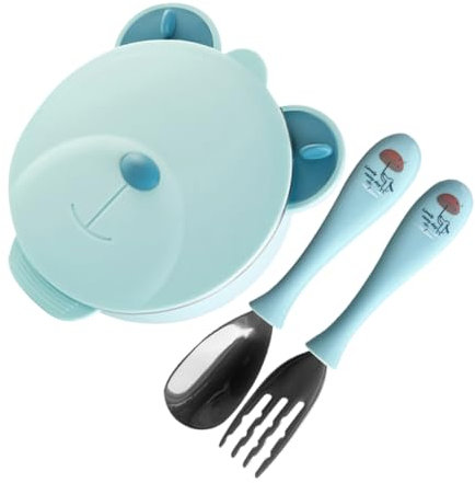 LIFKOME 1satz Cartoon Bär Schüssel Aus Edelstahl Warmhalte-bowl Mit Saugnapf Für Kleinkinder Für Selbstständiges Und Fütterung - Sicher Und Stabil