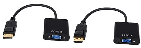 Tofficu Câble Adaptateur vers Vga 1080p pour Projecteur Et Écran LED, Lot De 2, Noir, Conversion Vidéo Audio Intégrée, Interface Numérique vers Analogique, Usage Pc Et DVD