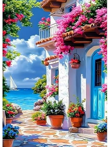 CEOVR COVER Diamond Painting Kit Paesaggio,30x40cm DIY Pittura Diamante Kits,Mosaico Diamanti Painting per Decorazioni Casa,Città di Mare