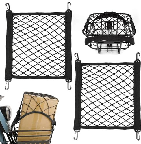 CHENBOOW Rete per Casco Moto,2 Pezzi Rete Bagagli per Mot 30x30 cm,Rete per Bagagli per Bicicletta,Rete Elastica con Elastico,Rete Bagagliaio Auto,Accessori per Bici Portapacchi,per Fissare i Bagagli