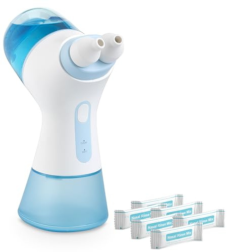 NUONNA Système d'irrigation nasale | Kit de rinçage nasal salin portable avec 1 machine de rinçage et 30 dosettes de sel | Bleu