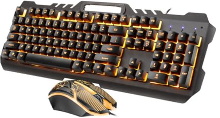 SHINEOFI Teclado Gaming RGB Ratón Retroiluminación Teclado para Conjunto USB Diseño Especial
