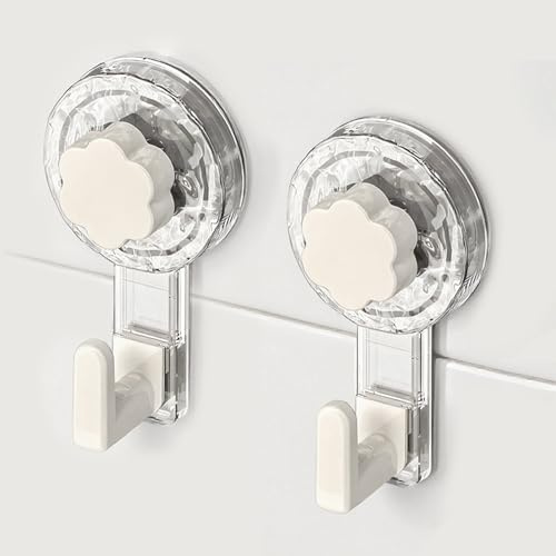 ATEWEITA Saugnapf Haken Ohne Bohren (Clear + White, 11.2 * 6.2 * 4.3cm*2)