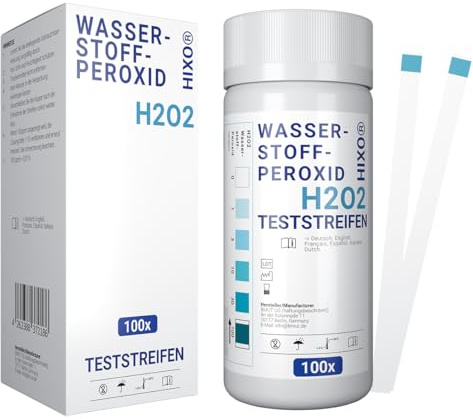 HIXO 100x H2O2 Teststreifen – Wasserstoffperoxid Wassertest für 0–100 ppm – Konzentration messen – schnelle & einfache Anwendung – inkl. Farbskala