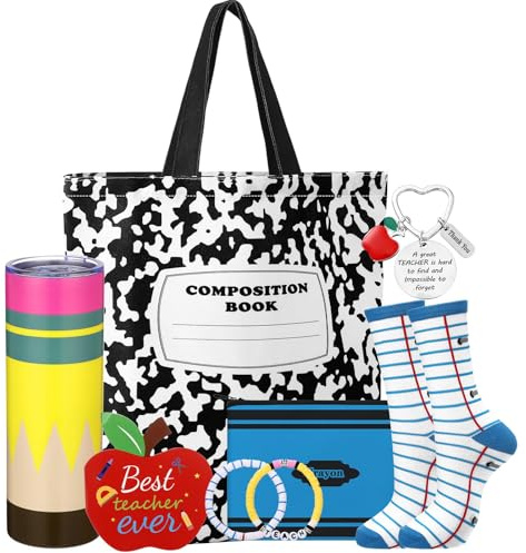 Sieral Graduation Teacher Appreciation Gifts for Women Thank You Teacher Gifts Set First Day of School Appreciation Favor Basket Set of 8(Composition)