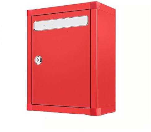 Cassetta delle lettere impermeabile con serratura, moderna, da parete, per casa e ufficio, di piccole dimensioni, colore: rosso, soluzione sicura per riporre la posta all'aperto