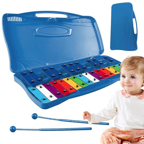 Glockenspiel för barn i metall, professionell xylofon, professionellt xylofoninstrument för barn - färgglada tidiga musikpedagogiska leksaker för Thanksgiving, helgdagar, Nue Year
