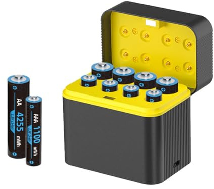 Rechargeable AA/AAA Lithium Batteries With Charger, Battery Charging Compartment, 2000+ Cycle Times, AA & AAA Rechargeable Li-Ion Batteries, For Toys, Game Controller, Remote