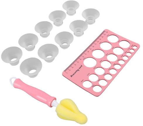 SPYMINNPOO Kit de Dimensionnement de Bride de Mamelon, 10 Pièces, Inserts de Bride en Silicone 13/15/17/19/21mm avec Brosse de Nettoyage, Essentiels d'allaitement pour la Plupart des Pompes
