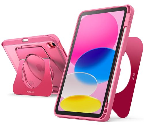 JETech Kickstand Fodral för iPad (A16) 11:e/10:e Generationen (2025/2022) med Pennhållare, Smal Stötsäker Skal, Matte Genomlysande Baksida, Robust Justerbart Stativ med Flera Vinklar (Rosa)