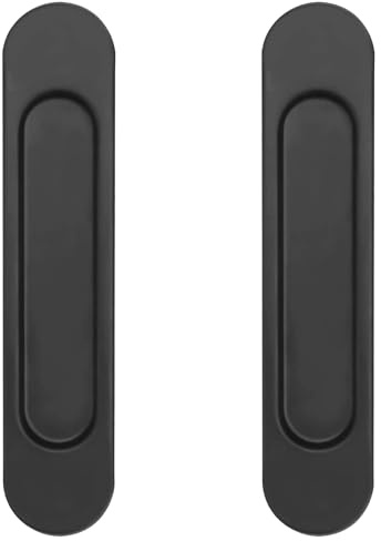 YAOYYG 2 Pièces Poignées de Porte Coulissante Ovales Auto (Noir Mat) | 14,8 CM Poignée Porte Coulissantepour, Poignées Encastrées Sans Perçage, pour Portes Coulissantes, Armoires, Tiroirs