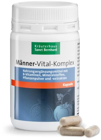 Sanct Bernhard Männer-Vital-Komplex-Kapseln | 90 Kapseln | Mit B-Vitaminen, Mineralstoffen, Pflanzenpulver und Pflanzenextrakten | Vegan | Made in Germany