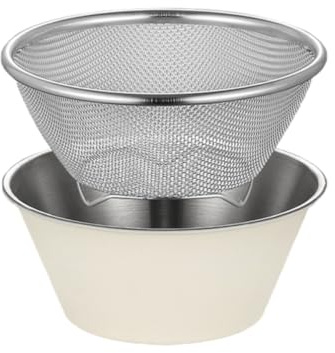 SOLUSTRE Scolapasta Design Stabile Ciotola da 700ml in Inossidabile Set Colino a Maglia Fine e Facile da Riporre per Cucina