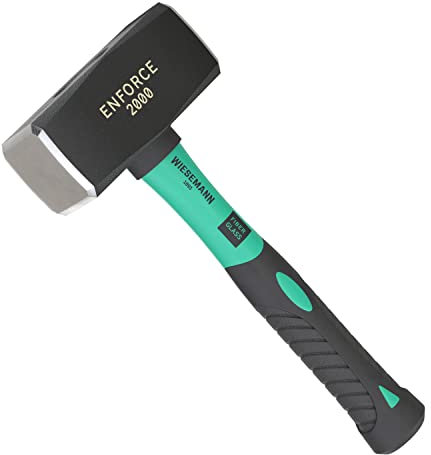 Martello da fabbro grande da 2000 gr con manico in vetroresina a due componenti WIESEMANN 1893 | serie ENFORCE | testa battuta in metallo indurito per induzione | 80560