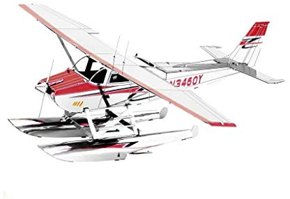 Metal Earth Puzzle 3D idroaereo Cessna 182. Puzzle in metallo di aereo. Macchette per la costruzione per adulti livello moderno di 11,61 x 14,2 x 4,5 cm