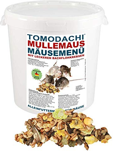 Mäusefutter mit tierischen Proteinen, Mäusenahrung, Naturfutter, artgerechte Hauptmahlzeit für die Maus mit leckeren Bachflohkrebsen, Komplettnahrung für Mäuse, Tomodachi Mäusefutter 3kg Eimer