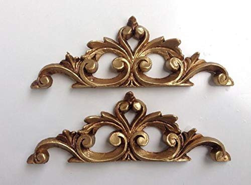 artissimo 2 x Wanddeko Barock Wandbehang Gold Deko 19x6,5 Wandrelief Deko Antik C1538