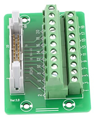 IDC20P Morsettiera 20 Pin Maschio con Connettore a Scatto per PLC, Breakout Board con Supporto Montaggio Guida DIN, Verde, 7x5x3.5cm