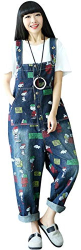 Bigassets Donna Stampato tute pagliaccetto Salopette di jeans Style 3