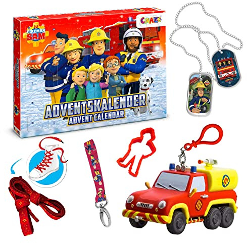 Craze Calendrier de l'Avent Jouet Sam Le Pompier, Calendrier de l'avent Garcon avec Camion Pompier & Figurines pour Enfants