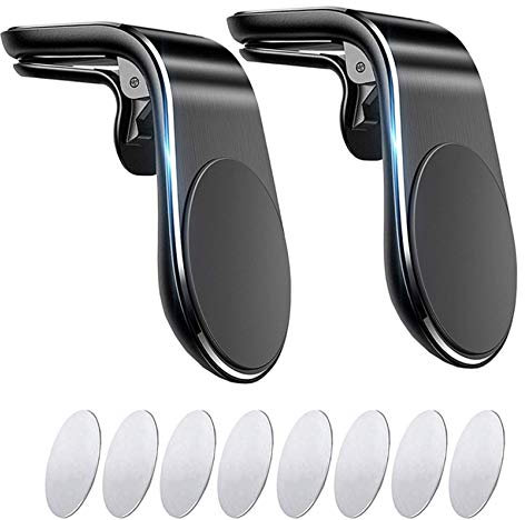 EasyULT 2 Pieces Magnetic Universal Car Mobile Phone Holder, Magnet Car Mobile Air Grilles Ventilation Phone Holder, for iPhone Galaxy Smartphone and GPS- Black