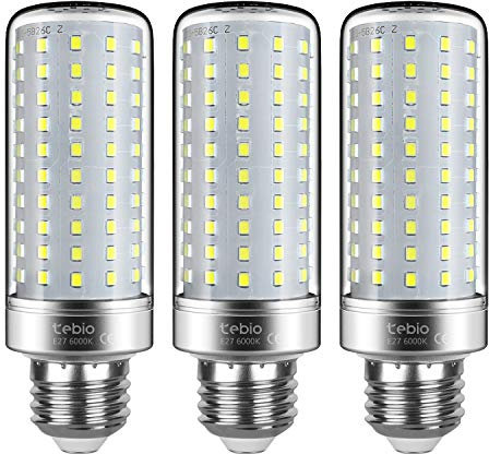 Tebio LED Argento Mais lampadine E27 25W Small Edison Screw Equivalente a 200W 2500LM Non Dimmerabile 6000K Bianco Freddo Lampadine a candela, 3 pezzi