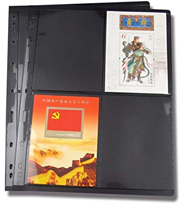 Pagine per timbri per raccoglitori di francobolli, 10 fogli con 4 tasche, per collezionisti, confezione professionale (4 griglie)